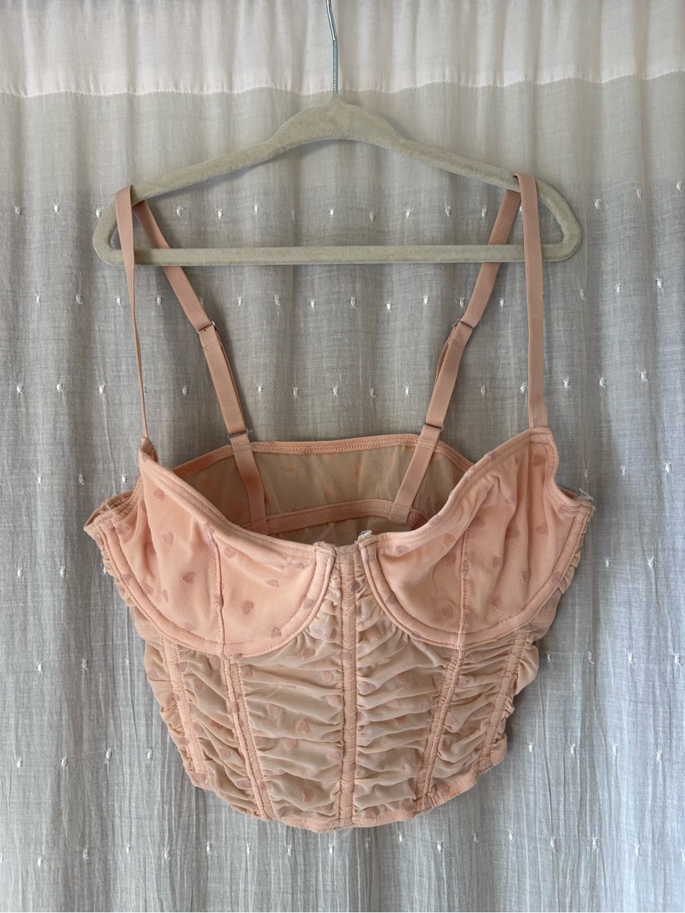Gilly Hicks Peach Mesh Bustier with Ruched Corset Detailing